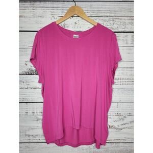 Athleta With Ease Short Sleeve Tee Bright Pink Size Large